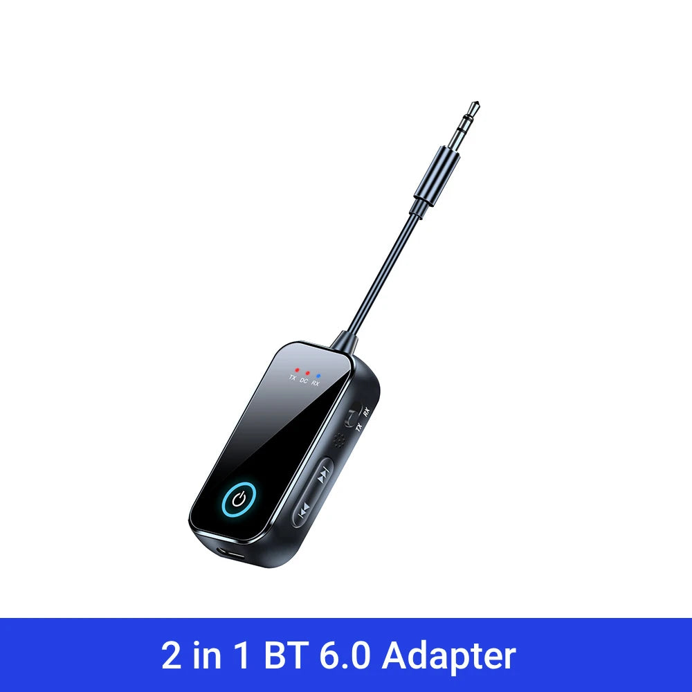 Adaptador Bluetooth 6.0 AUX 2 en 1 Transmisor y Receptor para Auto y TV