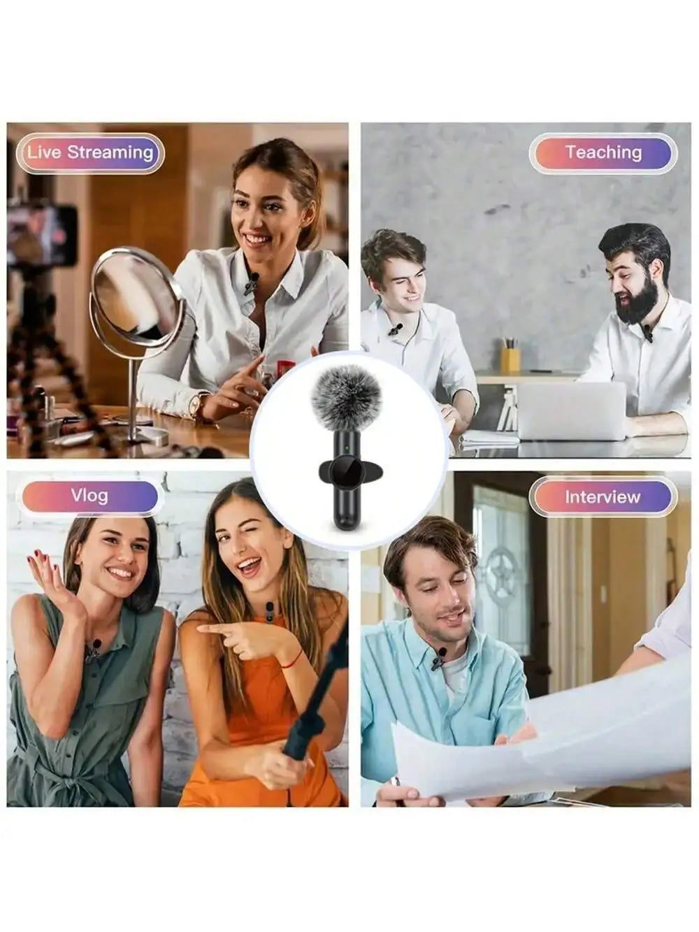 Micrófono Lavalier Inalámbrico Mini para Streaming y Grabación
