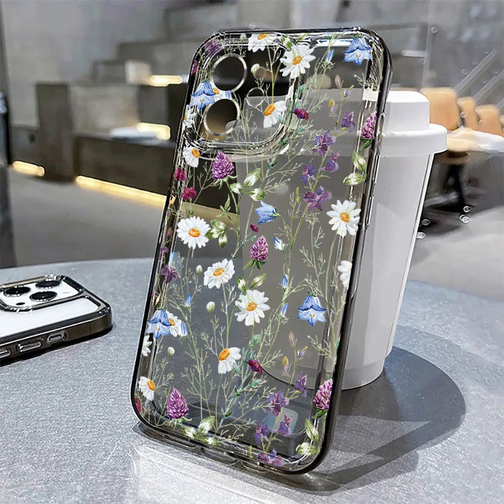 Funda Floral Transparente para iPhone — Diseño Femenino y Elegante
