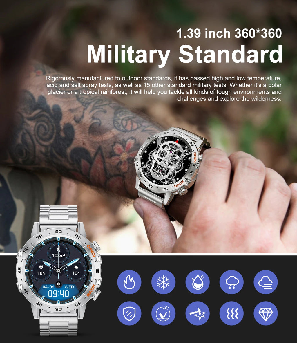 Smartwatch LIGE 1.39" – Llamadas Bluetooth, Monitor de Frecuencia Cardíaca y Fitness para iOS y Android