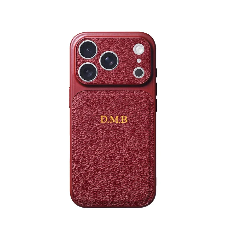 Funda Personalizada con Iniciales Doradas para iPhone — Cuero de Lujo