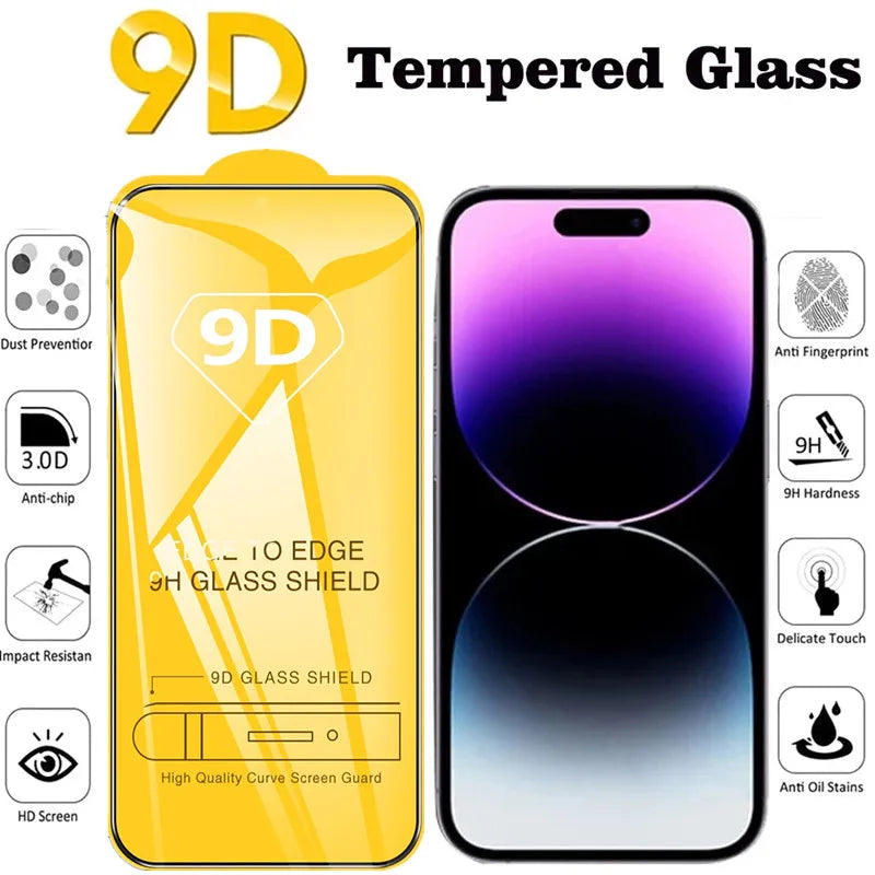 Mica de Vidrio Templado 9D para iPhone — Protección Completa de Pantalla