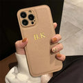 Funda Personalizada con Iniciales para iPhone — Cuero PU de Lujo
