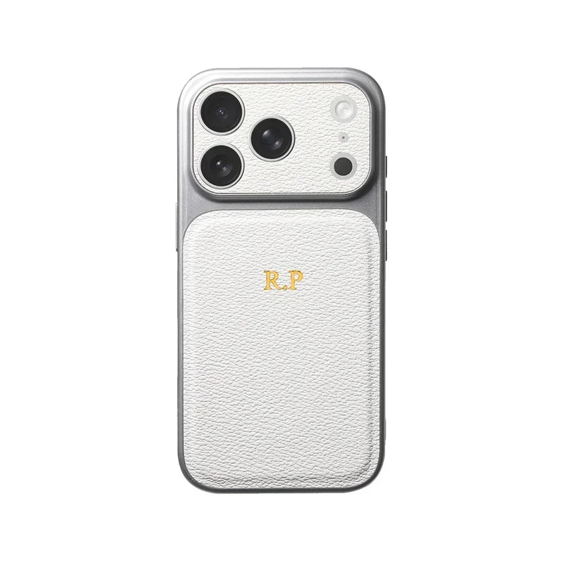 Funda Personalizada con Iniciales Doradas para iPhone — Cuero de Lujo