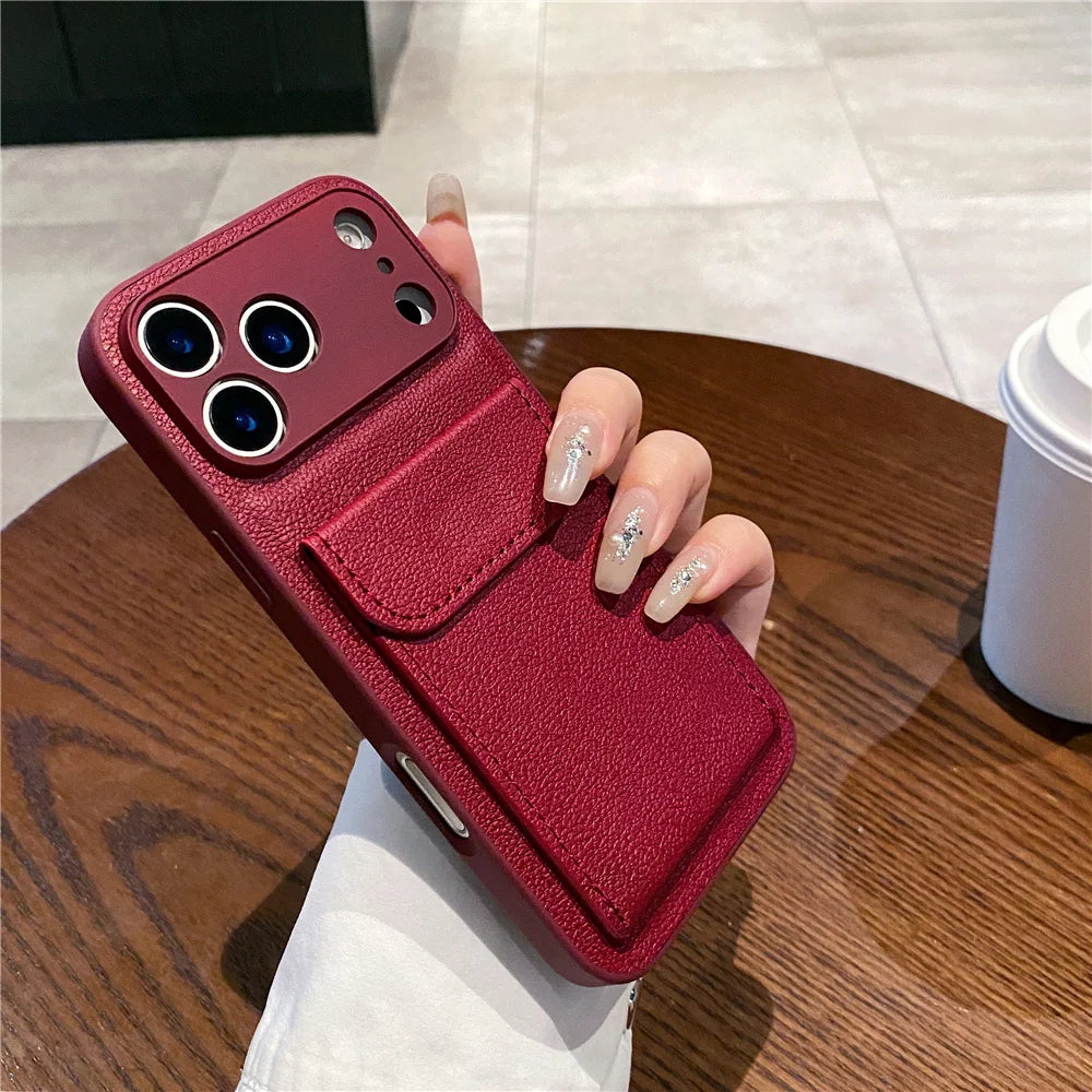 Funda Cartera con Porta Tarjetas para iPhone — Cuero Tipo Lujo