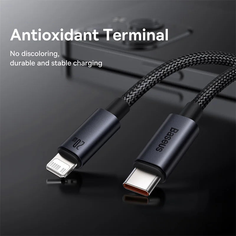 Cable Baseus USB Carga Rápida para iPhone — Type-C y Lightning