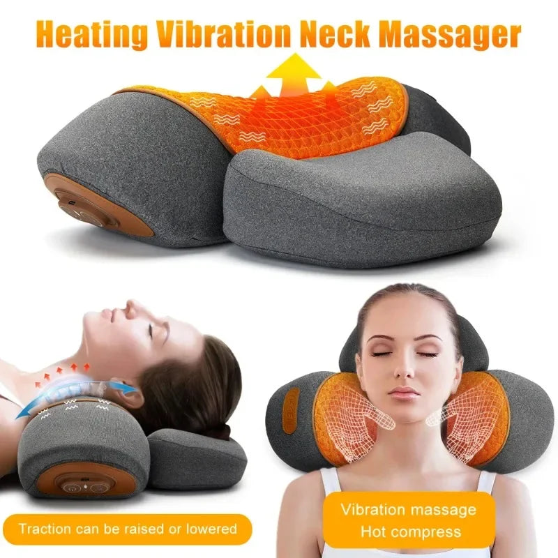 Almohada Masajeadora de Cuello – Calor, Vibración y Tracción Cervical para Alivio de Dolor