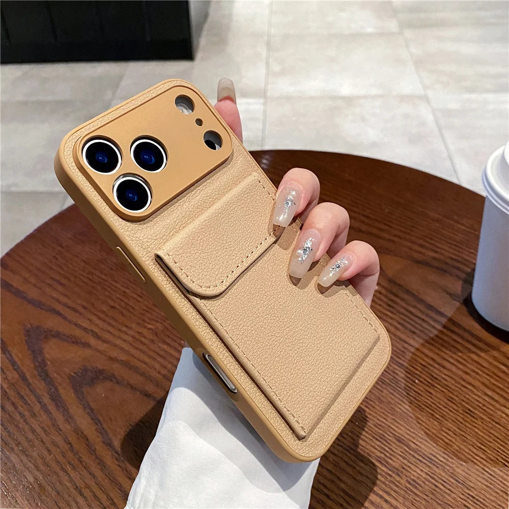 Funda Cartera con Porta Tarjetas para iPhone — Cuero Tipo Lujo