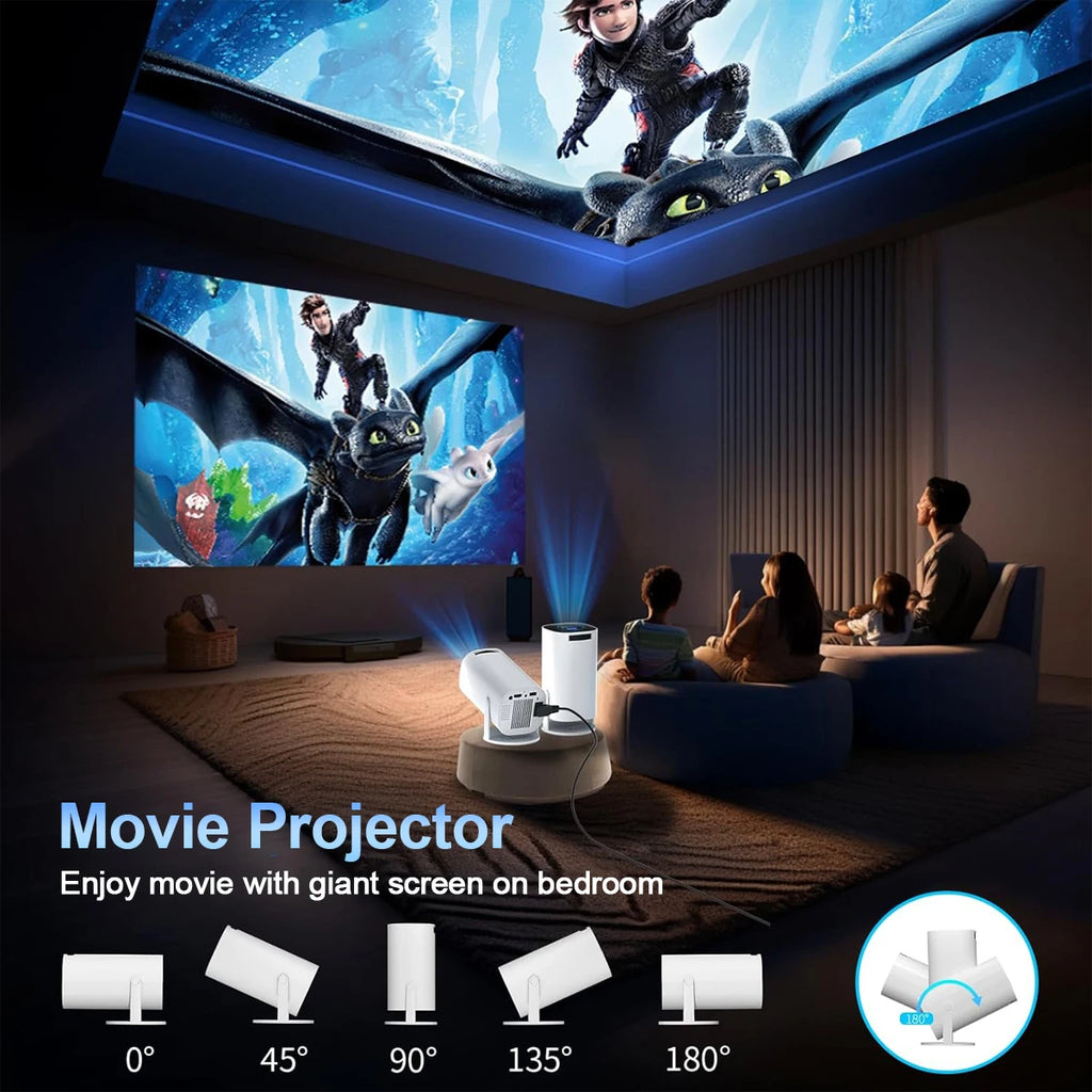 Mini Proyector 4K – WiFi, Bluetooth, Android, Portátil para Cine en Casa, Negocios y Gaming