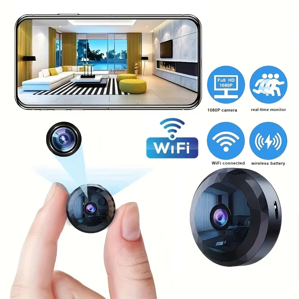 Mini Cámara WiFi 1080P HD – Seguridad Inalámbrica con Visión Nocturna y Audio