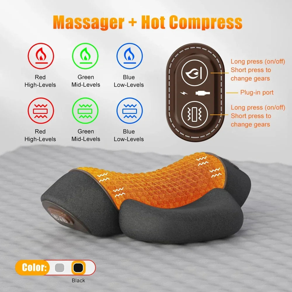 Almohada Masajeadora de Cuello – Calor, Vibración y Tracción Cervical para Alivio de Dolor