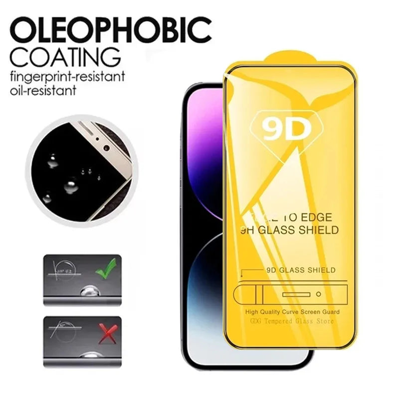 Mica de Vidrio Templado 9D para iPhone — Protección Completa de Pantalla