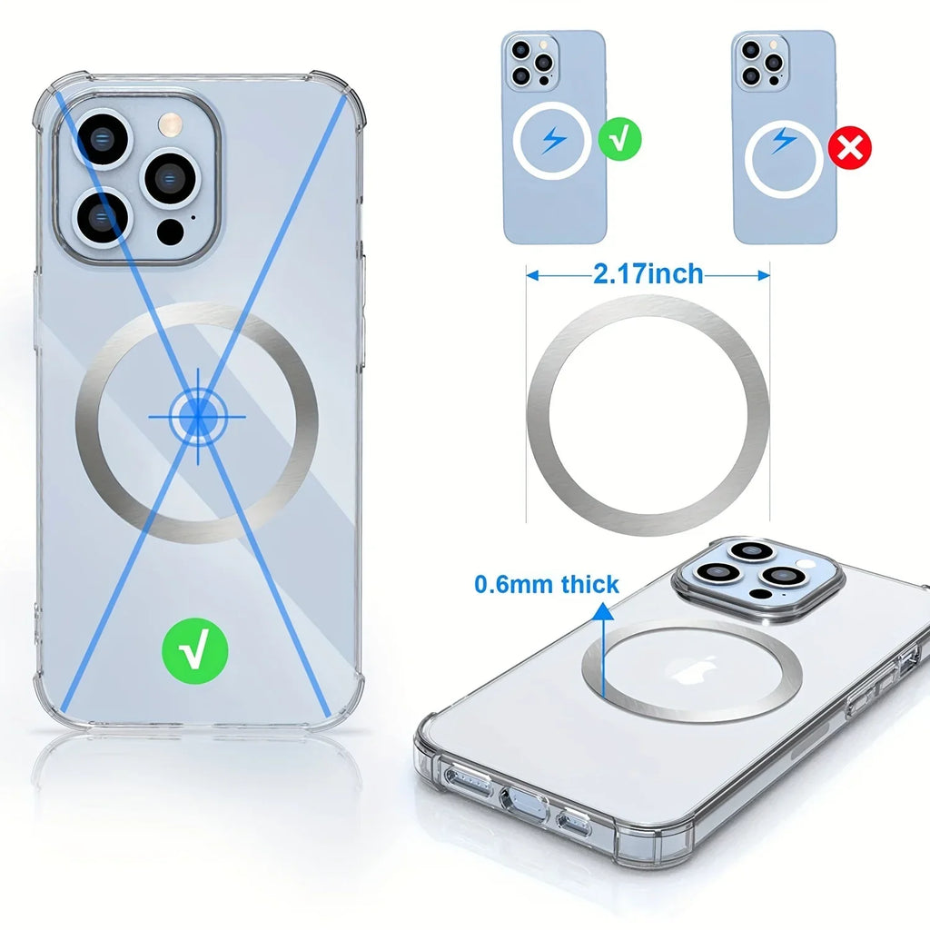 Anillos Magnéticos MagSafe – 10 Piezas Compatibles con Cargador Inalámbrico iPhone Samsung Xiaomi