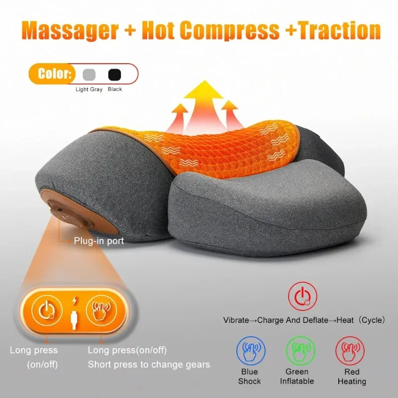 Almohada Masajeadora de Cuello – Calor, Vibración y Tracción Cervical para Alivio de Dolor