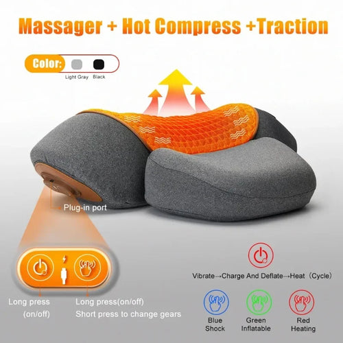 Almohada Masajeadora de Cuello – Calor, Vibración y Tracción Cervical para Alivio de Dolor